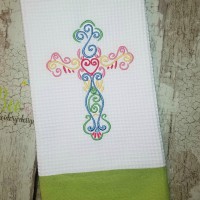 Swirly Easter Cross Machine Embroidery Design